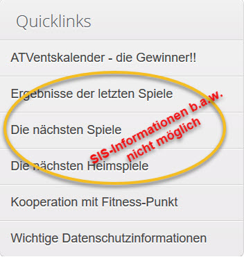 sis quicklinks spiele nicht moeglich