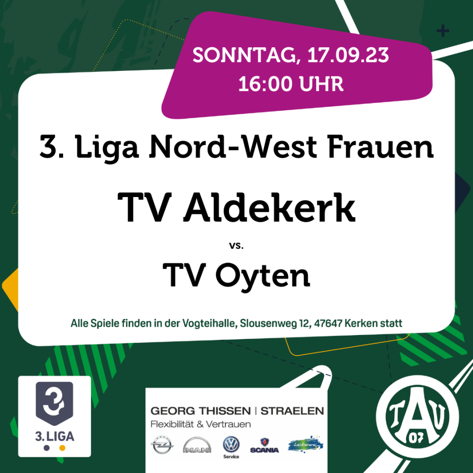 Frauen des TV Aldekerk bei Heimspiel gegen TV Oyten in der Favoritenrolle